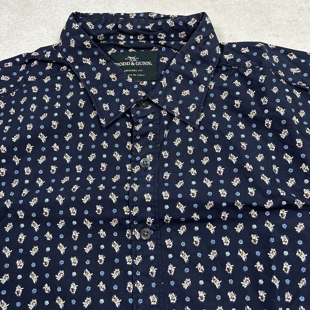 Rodd & Gunn Button Up Shirt Men's Large Floral Woven Italy Longsleeve